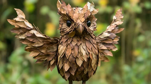 Leaf Owl Sculpture in Woodland Setting
