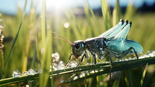 Grasshoppers in Sunlight: A Study in Silver and Aquamarine