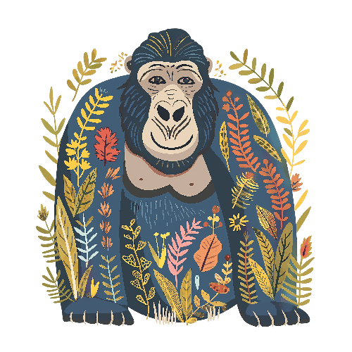 POD Design Playful Gorilla T-Shirt with Colorful Floral Design