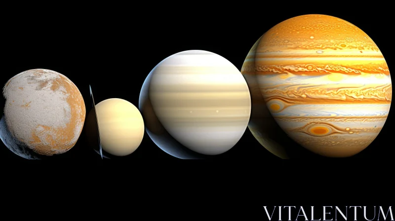 AI ART Precise Hyperrealism: Five Planets in Striated Resin Veins