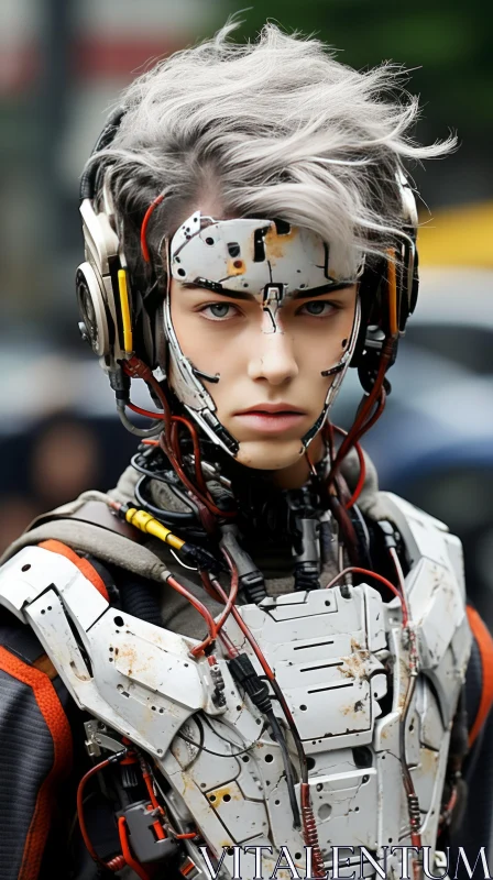 Robot Boy from Futuristic Animated Film: A Meld of Technology and Fashion AI Image