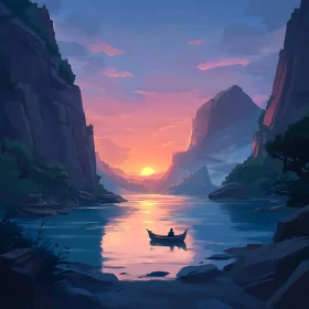 Tranquil Lake at Sunset