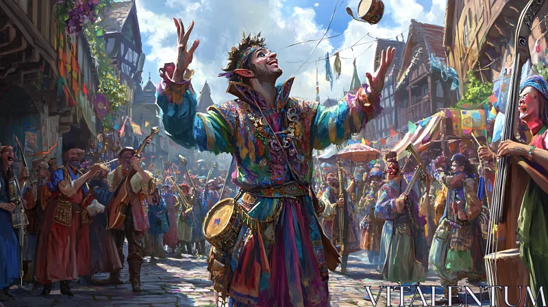 Colorful Town Celebration with Music
