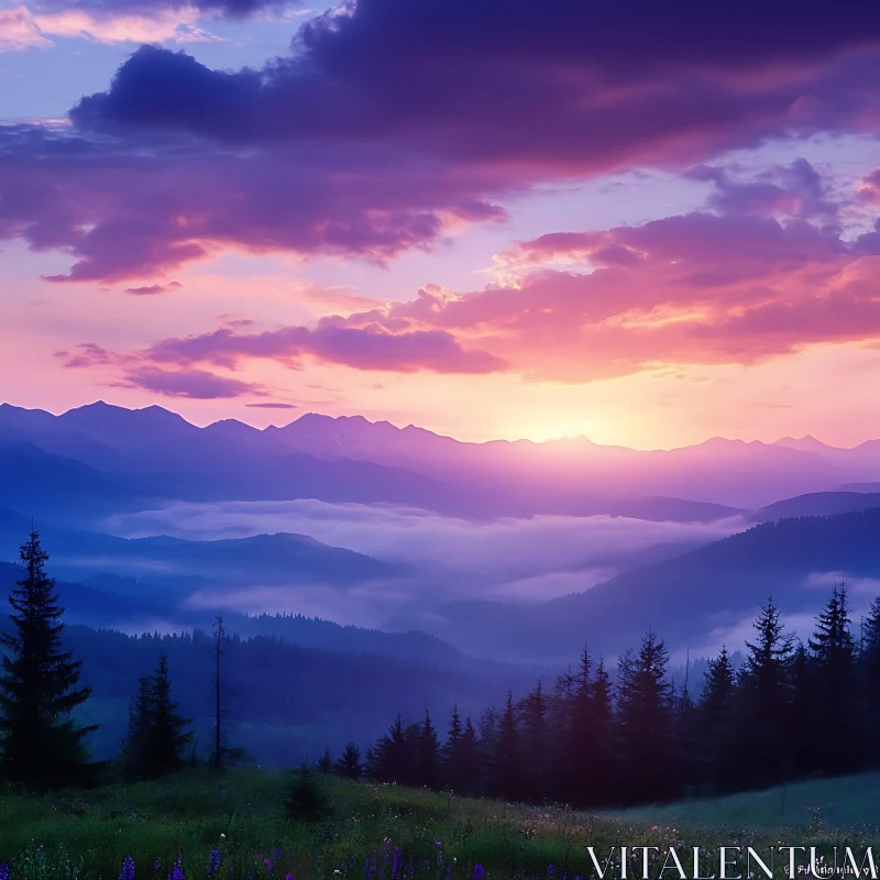 AI ART Tranquil Mountain Landscape at Dusk