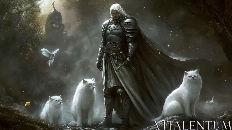 Guardian Knight with Feline Companions