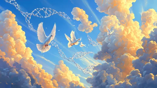 Peaceful Doves in the Sky