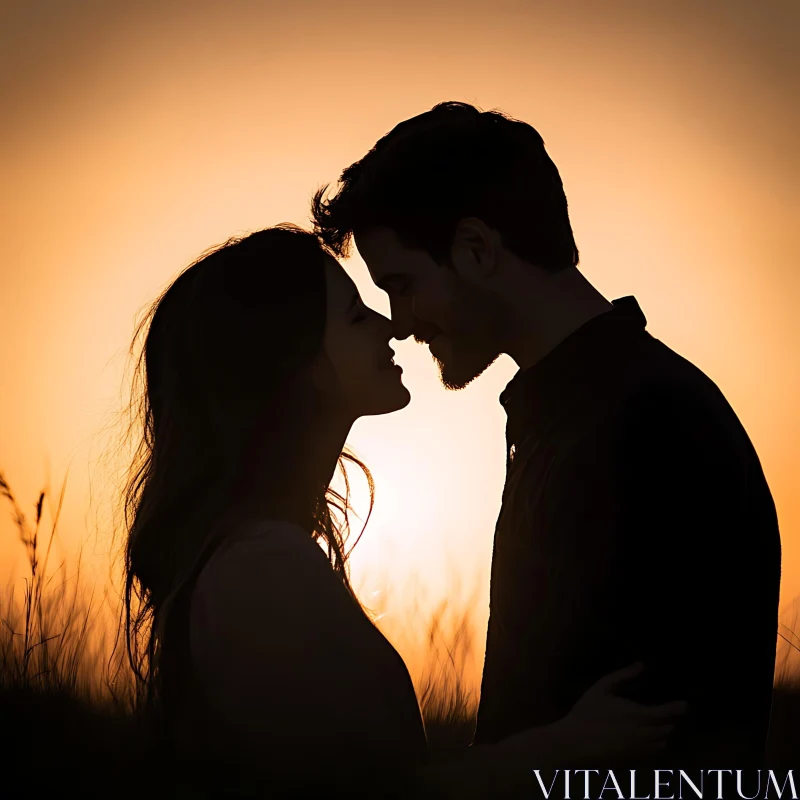 Sunset Kiss Silhouette: A Moment of Love