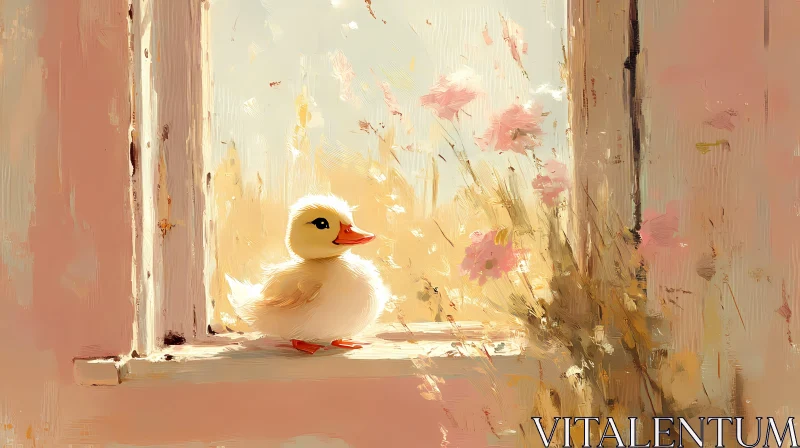 Fluffy Duckling in Morning Light