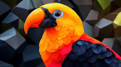 Vivid Parrot in Artistic Setting