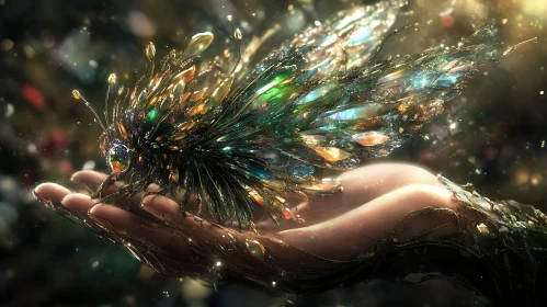 Glistening Butterfly on Palm
