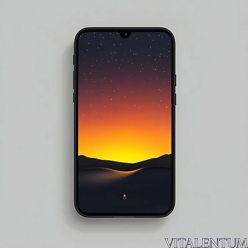 Sunset and Stars on Mobile Screen