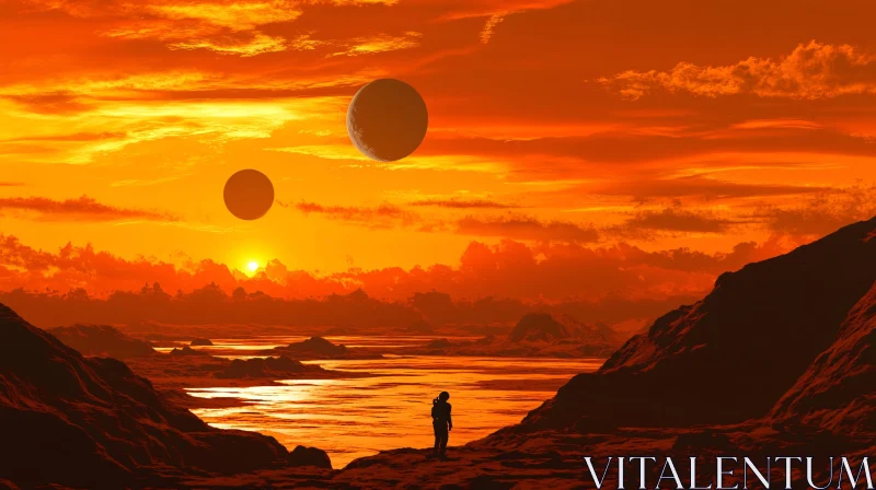 Martian Sunset with Astronaut