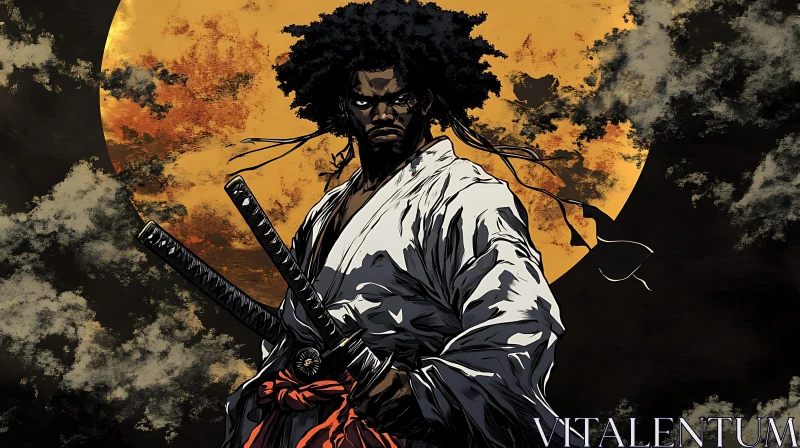 Samurai Warrior with Twin Swords
