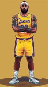 LeBron James Artwork in Lakers Gear