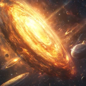 Celestial Gold: A Galaxy's Radiance