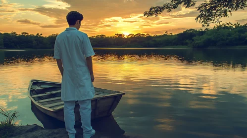 Sunset Reflection on Still Waters