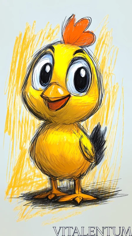 Playful Chick Sketch