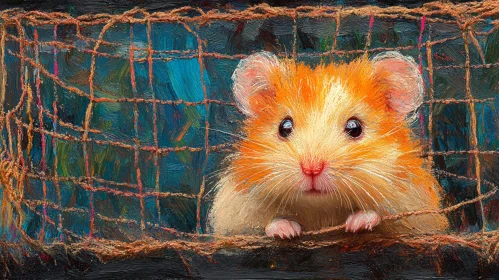 Hamster in a Wire Cage Artwork