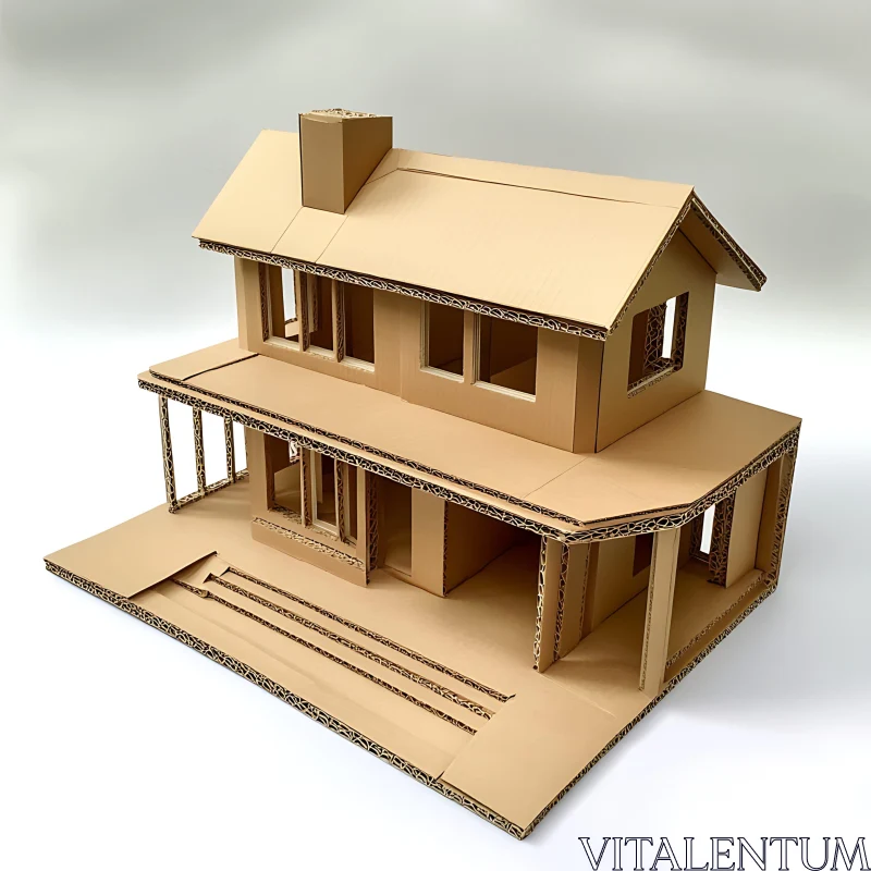 AI ART Architectural Cardboard House Miniature