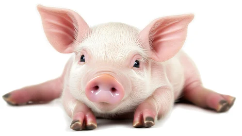 Charming Piglet on White Background