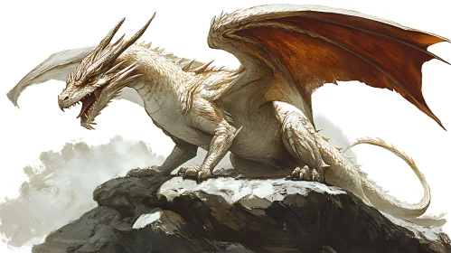White Dragon on Rocky Peak