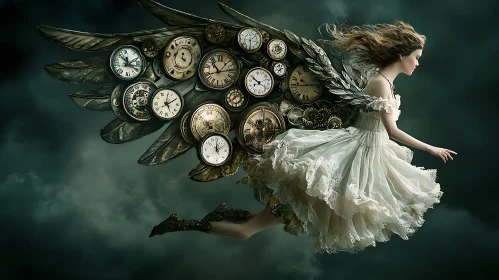 Angel with Clockwork Wings Fantasy Art