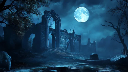 Ruins Under Moonlight