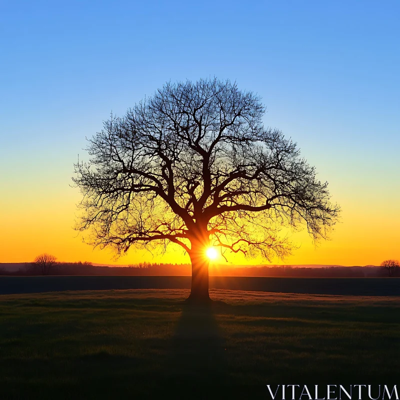 Lone Tree Silhouette at Dusk