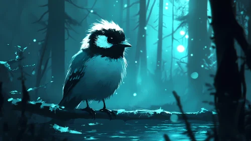 Ethereal Bird in Glowing Woods