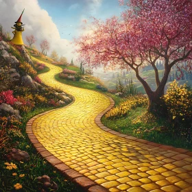 Fantasy Landscape with Yellow Brick Road