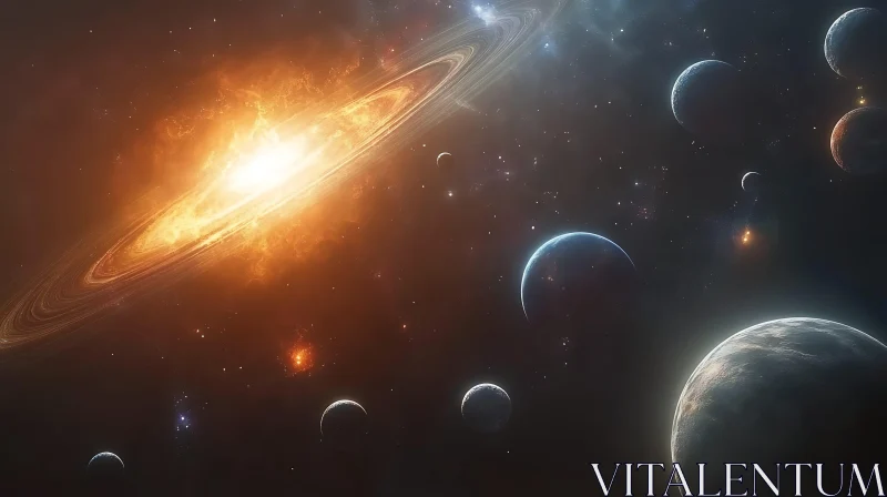 Cosmic Ballet of Planets and Galaxy