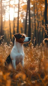 Dog in Golden Forest Light