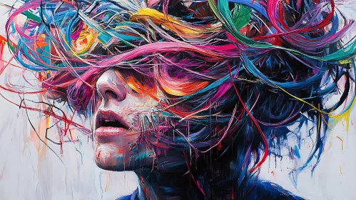 Abstract Portrait with Colourful Brushstrokes