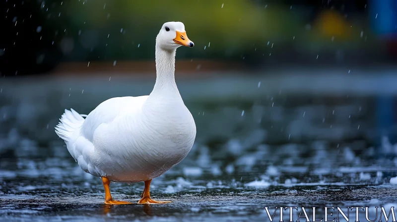 Serenity of a Duck in Rain AI Image