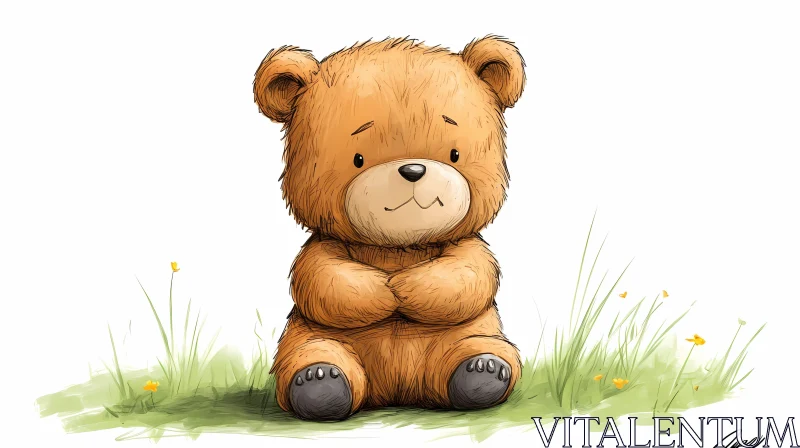 Cute Bear on Grass