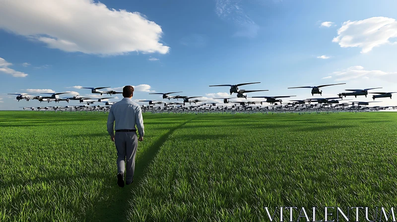 Man in Field of Drones