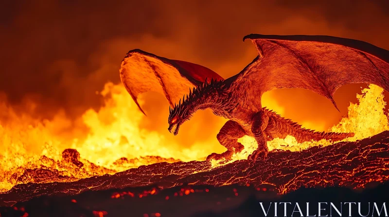 Fiery Dragon on Molten Land