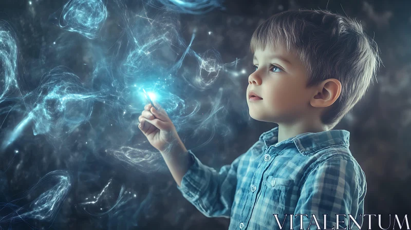 Boy with Magic Light: A Portrait of Wonder