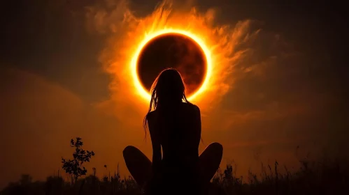 Silhouette Contemplating Celestial Event
