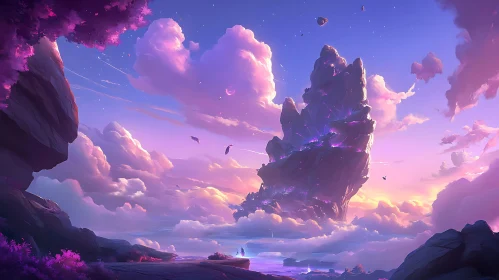 Ethereal Cloudscape with Mountain Peaks