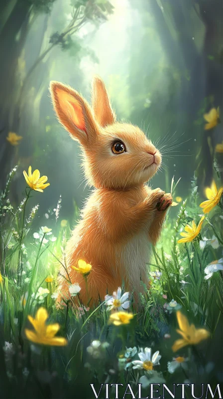 Charming Rabbit in Spring Setting