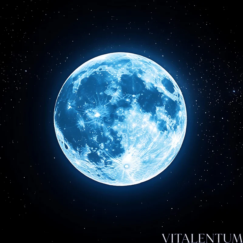 Celestial Blue Moon in Starry Night