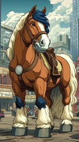 Cityscape Horse Illustration
