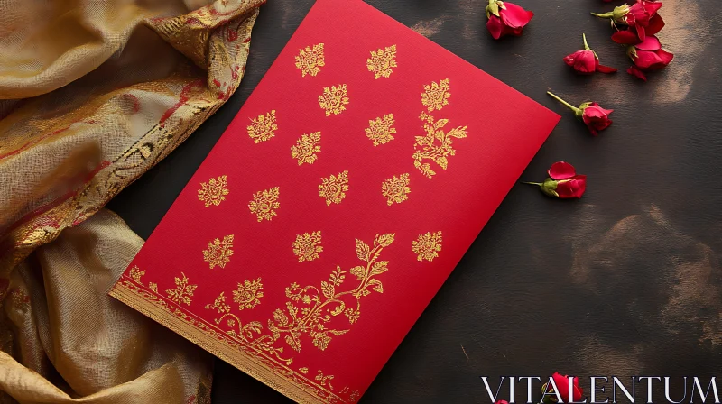 Floral Invitation Card with Golden Details
