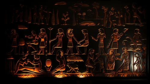 Ancient Egyptian Candlelit Scene: Kinetic Light Artwork