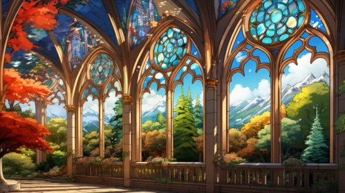 Anime Scenery - Gothic Architecture Amidst Nature