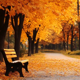 Golden Autumn Leaves in the Park