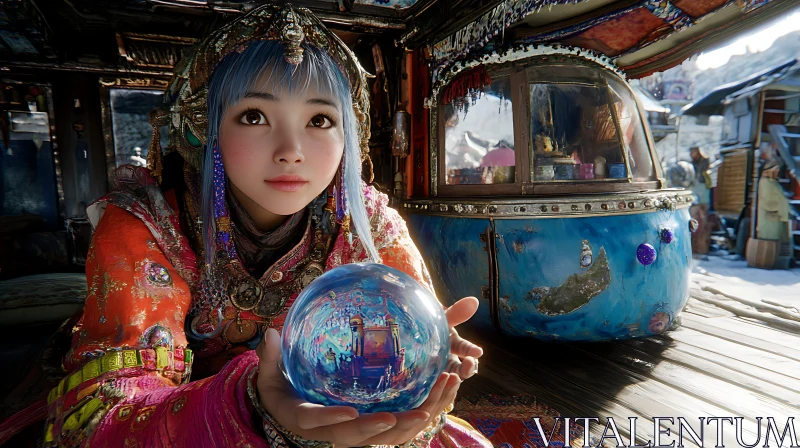 Enchanting Portrait of Woman Holding Orb