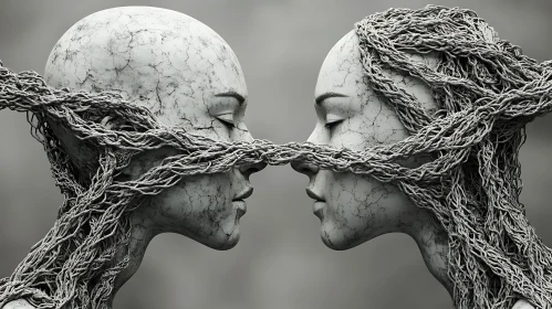 Entwined Figures in Monochrome