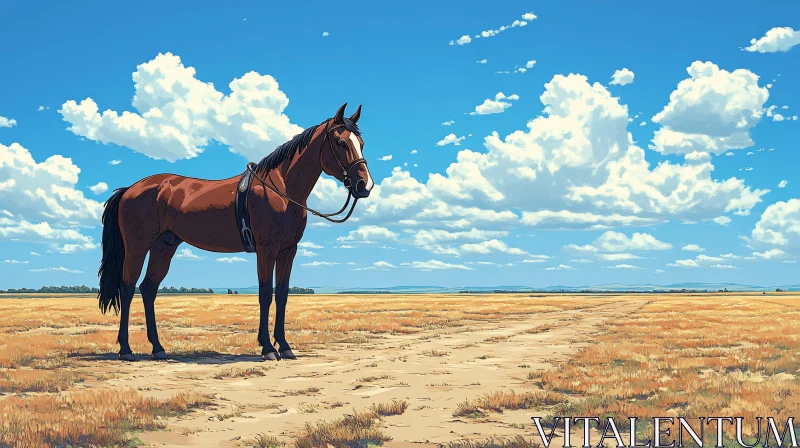 Solitary Horse in a Vast Landscape